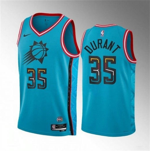 Men's Phoenix Suns #35 Kevin Durant Blue 2022 23 City Edition With NO.6 Patch Stitched Basketball Jersey