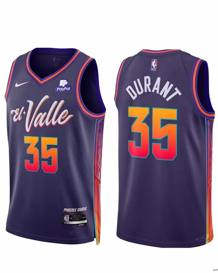 Men's Phoenix Suns #35 Kevin Durant Purple 2023 24 City Edition Stitched Basketball Jersey