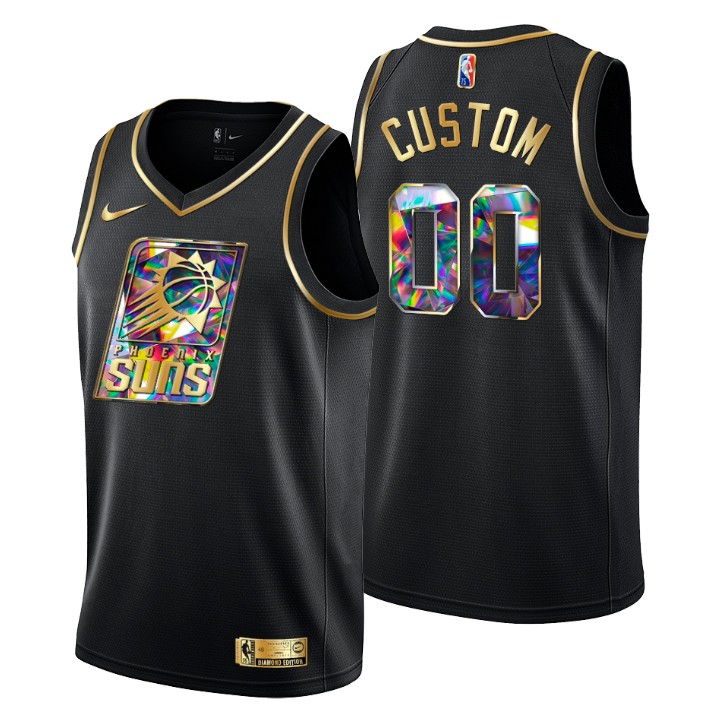Men's Phoenix Suns Active Player Custom 2021 22 Black Golden Edition Diamond Logo Black 75th Anniversary Stitched Basketball Jersey