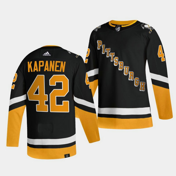 Men's Pittsburgh Penguins #42 Kasperi Kapanen 2021 2022 Black Stitched Jersey