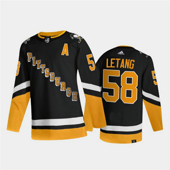 Men's Pittsburgh Penguins #58 Kris Letang 2021 2022 Black Stitched Jersey