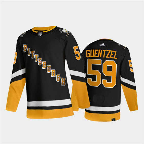 Men's Pittsburgh Penguins #59 Jake Guentzel 2021 2022 Black Stitched Jersey