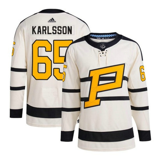 Men's Pittsburgh Penguins #65 Erik Karlsson Cream 2023 Winter Classic Stitched Jersey