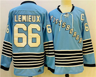 Men's Pittsburgh Penguins #66 Mario Lemieux Blue Team Classics Stitched NHL Jersey