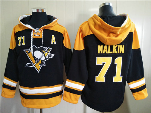 Men's Pittsburgh Penguins #71 Evgeni Malkin Black Ageless Must-Have Lace-Up Pullover
