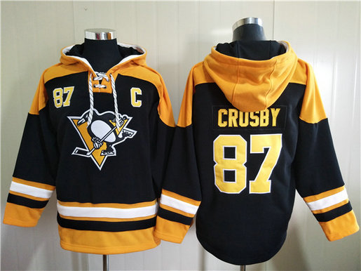 Men's Pittsburgh Penguins #87 Sidney Crosby Black Ageless Must-Have Lace-Up Pullover