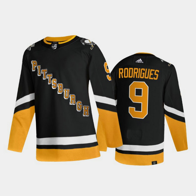 Men's Pittsburgh Penguins #9 Rodrigues 2021 2022 Black Stitched Jersey