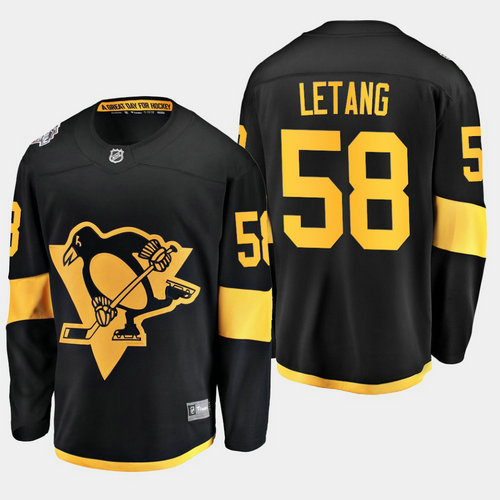 Men's Pittsburgh Penguins 58 Kris Letang Black 2019 NHL Stadium Series Jersey