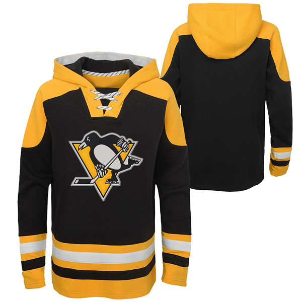 Men's Pittsburgh Penguins Black Ageless Must-Have Lace-Up Pullover Hoodie