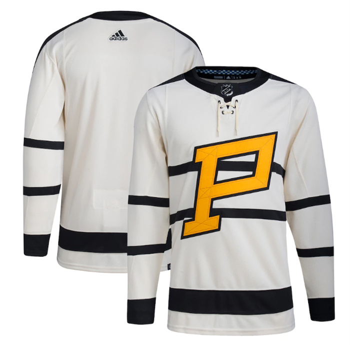 Men's Pittsburgh Penguins Blank Cream 2023 Winter Classic Stitched Jersey