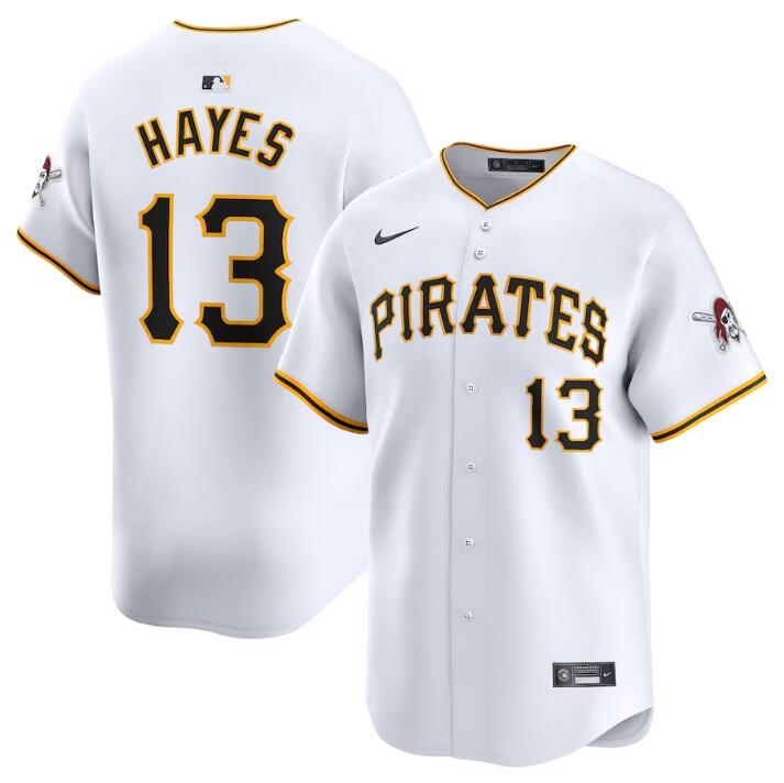 Men's Pittsburgh Pirates #13 Ke'Bryan Hayes White Home Limited Stitched Baseball Jersey