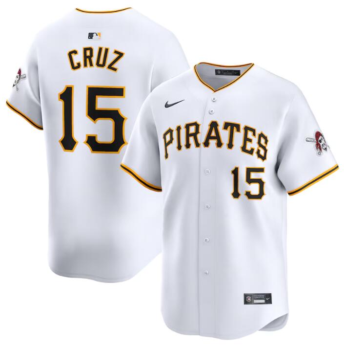 Men's Pittsburgh Pirates #15 Oneil Cruz White Home Limited Stitched Baseball Jersey