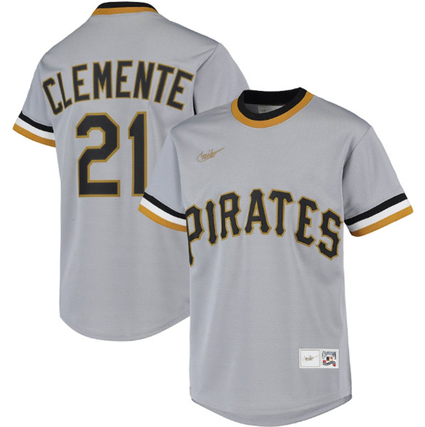 Men's Pittsburgh Pirates #21 Roberto Clemente Grey Stitched Jersey