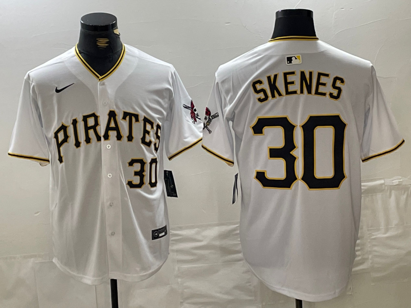 Men's Pittsburgh Pirates #30 Paul Skenes white Stitched Baseball Jersey