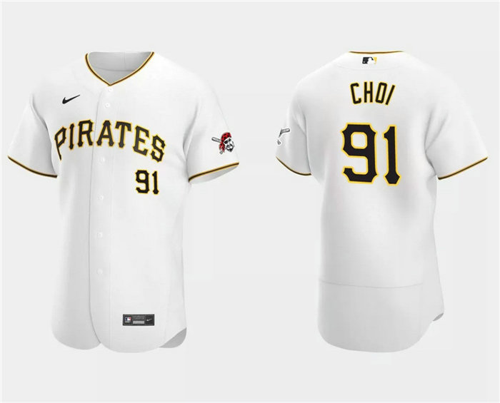 Men's Pittsburgh Pirates #91 Ji Man Choi White Flex Base Stitched Baseball Jersey
