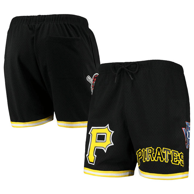 Men's Pittsburgh Pirates Black Team Logo Mesh Shorts