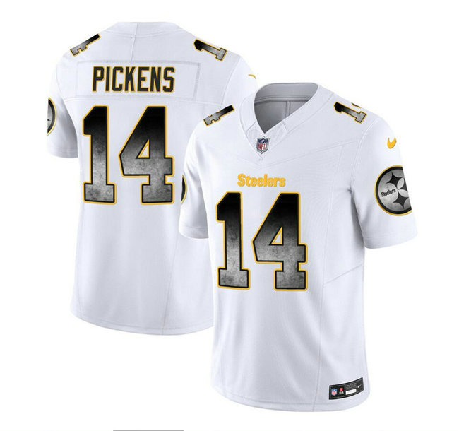 Men's Pittsburgh Steelers #14 George Pickens White 2023 F.U.S.E. Smoke Vapor Untouchable Limited Stitched Jersey