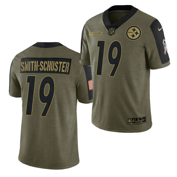 Men's Pittsburgh Steelers #19 JuJu Smith-Schuster 2021 Olive Salute To Service Limited