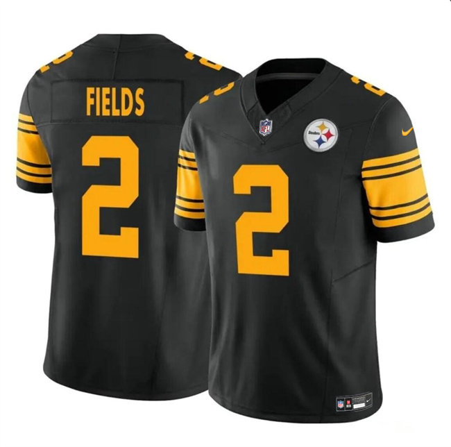Men's Pittsburgh Steelers #2 Justin Fields Black 2024 F.U.S.E. Color Rush Limited Stitched Jersey