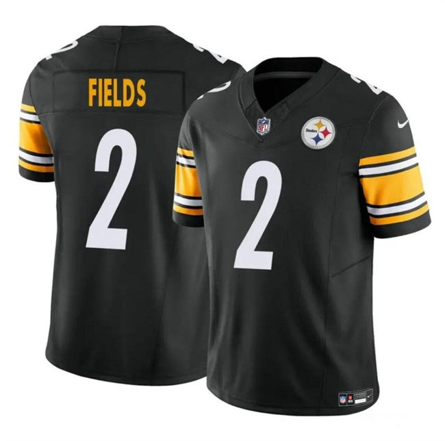 Men's Pittsburgh Steelers #2 Justin Fields Black F.U.S.E. Vapor Untouchable Limited Stitched Jersey