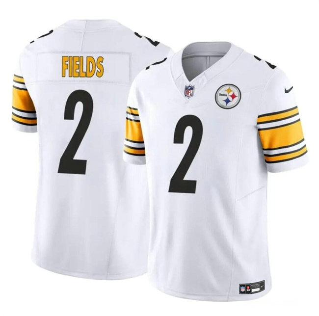 Men's Pittsburgh Steelers #2 Justin Fields White 2024 F.U.S.E.Vapor Untouchable Limited Stitched Jersey