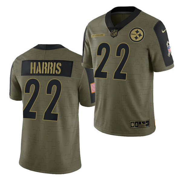 Men's Pittsburgh Steelers #22 Najee Harris 2021 Olive Salute To Service Limited Stitched
