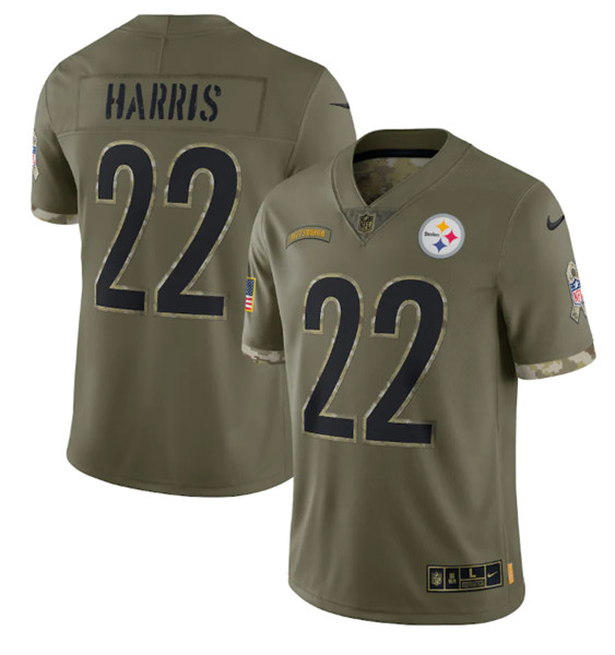 Men's Pittsburgh Steelers #22 Najee Harris 2022 Olive Salute To Service Limited Stitched Jersey