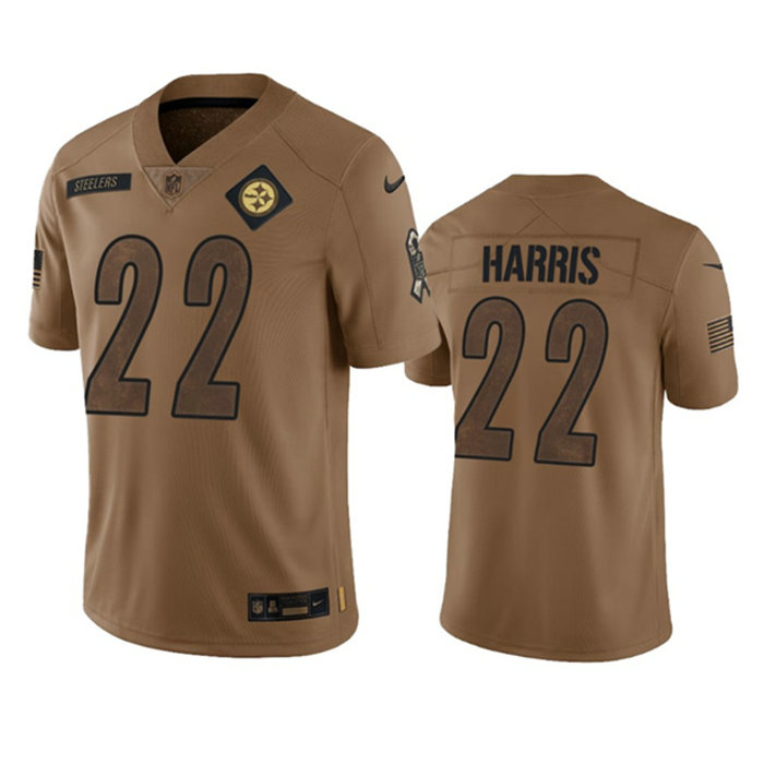 Men's Pittsburgh Steelers #22 Najee Harris 2023 Brown Salute To Service Limited Jersey
