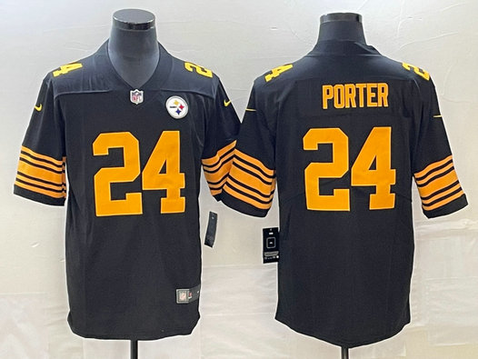 Men's Pittsburgh Steelers #24 Joey Porter Jr. Black 2023 Draft Color Rush Limited Stitched Jersey