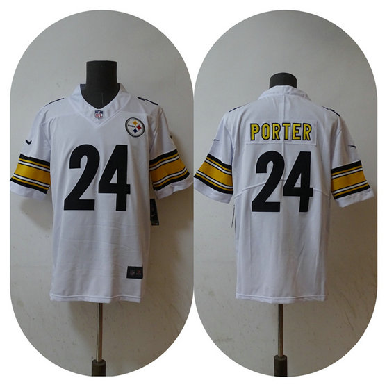 Men's Pittsburgh Steelers #24 Joey Porter Jr. White 2023 Draft Vapor Untouchable Limited Stitched Jersey