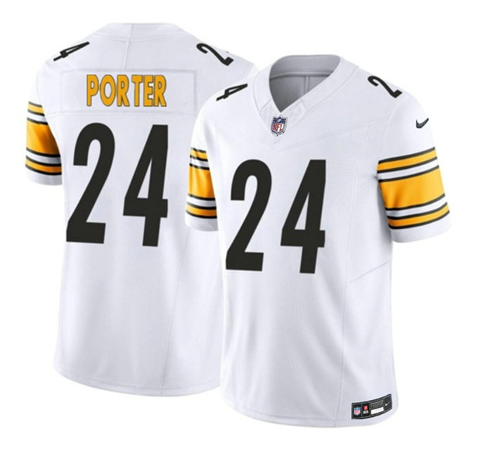 Men's Pittsburgh Steelers #24 Joey Porter Jr. White 2023 F.U.S.E. Vapor Untouchable Limited Stitched Jersey