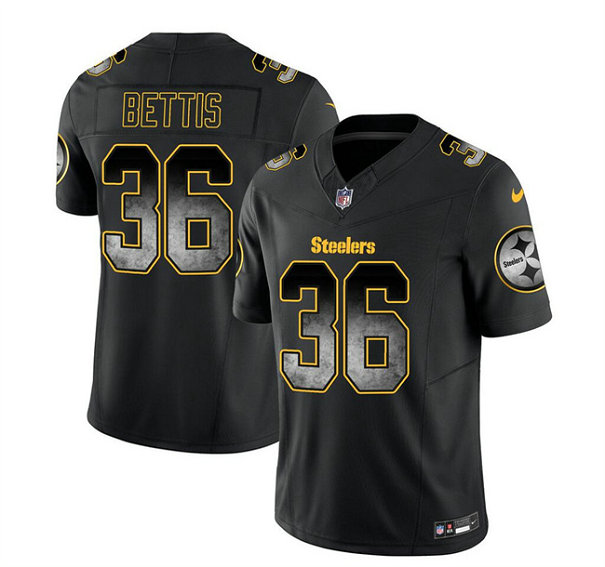 Men's Pittsburgh Steelers #36 Jerome Bettis Black 2023 F.U.S.E. Smoke Vapor Untouchable Limited Stitched Jersey