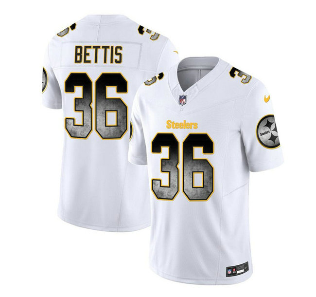 Men's Pittsburgh Steelers #36 Jerome Bettis White 2023 F.U.S.E. Smoke Vapor Untouchable Limited Stitched Jersey