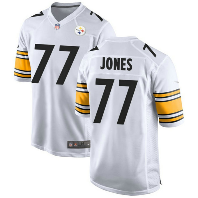 Men's Pittsburgh Steelers #77 Broderick Jones White Stitched Game Jersey