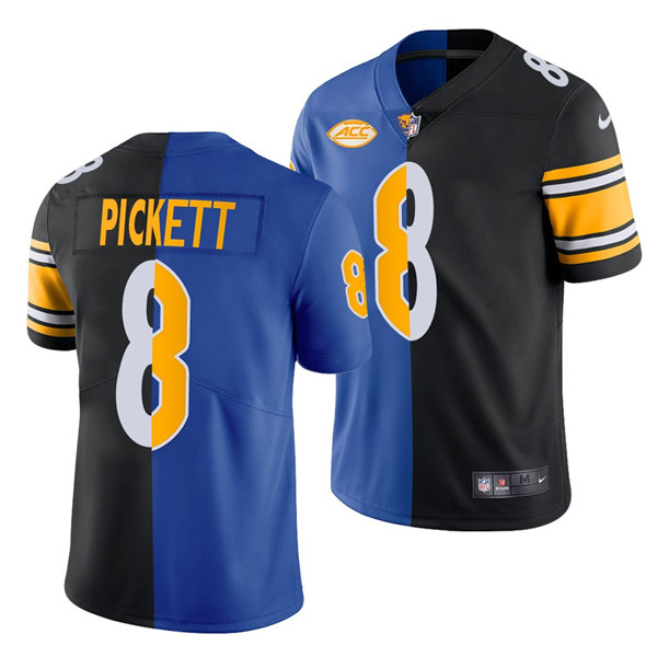 Men's Pittsburgh Steelers #8 Kenny Pickett Royal Black Split Limited Stitched Jersey