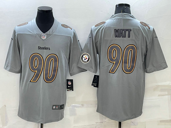Men's Pittsburgh Steelers #90 T.J. Watt Grey Atmosphere Fashion Stitched Jersey