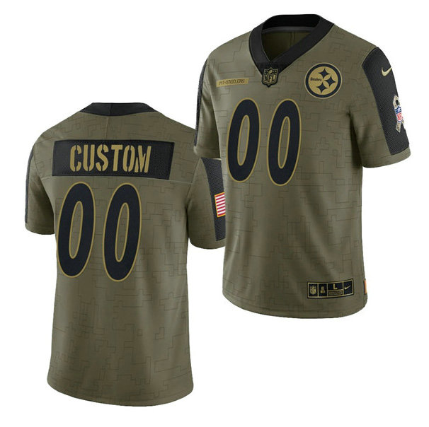 Men's Pittsburgh Steelers ACTIVE PLAYER Custom 2021 Olive Salute To Service Limited Stitched Jersey