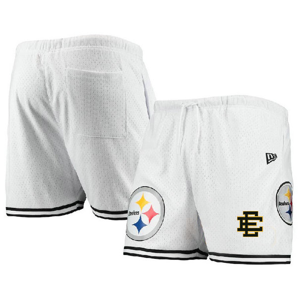 Men's Pittsburgh Steelers Pro White Black Shorts 001
