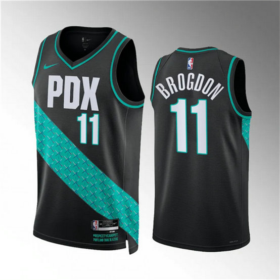 Men's Portland Trail Blazers #11 Malcolm Brogdon 2022 23 Black City Edition Stitched Basketball Jersey