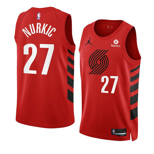 Men's Portland Trail Blazers #27 Jusuf Nurkic 2022 23 Red Statement Edition Swingman Stitched Basketball Jersey