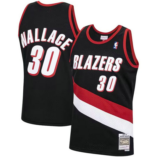 Men's Portland Trail Blazers #30 Rasheed Wallace Black 1999-00 Hardwood Classics Swingman Stitched Basketball Jersey