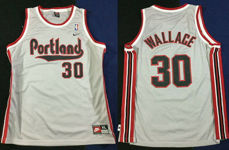 Men's Portland Trail Blazers #30 Rasheed Wallace Gray Stitched Basketball Jersey