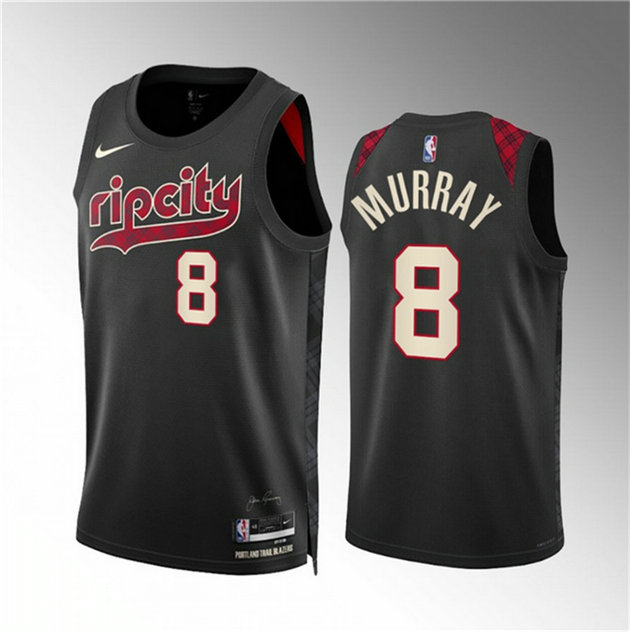 Men's Portland Trail Blazers #8 Kris Murray Black 2023 24 City Edition Stitched Basketball Jersey