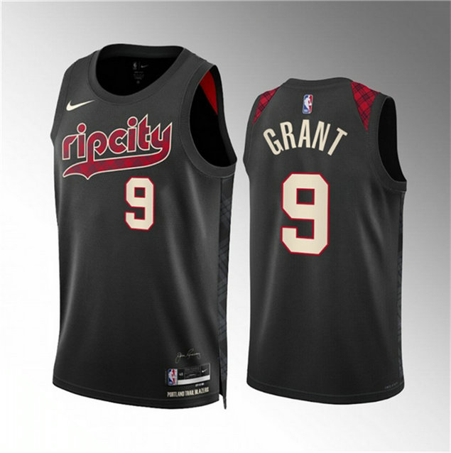 Men's Portland Trail Blazers #9 Jerami Grant Black 2023 24 City Edition Stitched Basketball Jersey