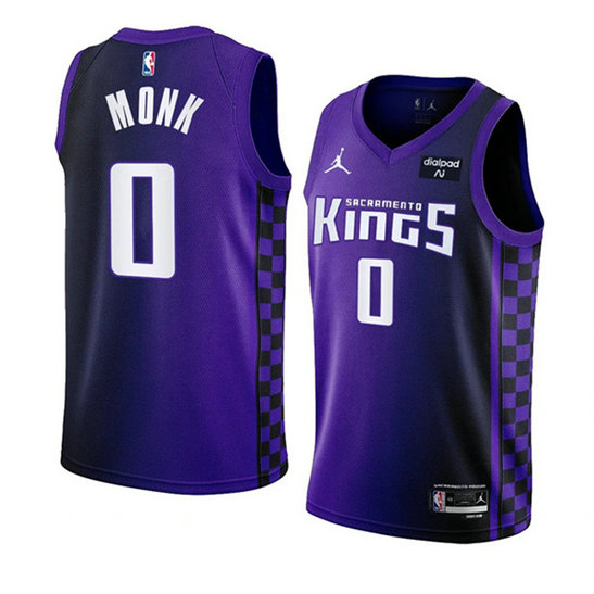 Men's Sacramento Kings #0 Malik Monk Purple 2023 24 Statement Edition Swingman Stitched Basketball Jersey