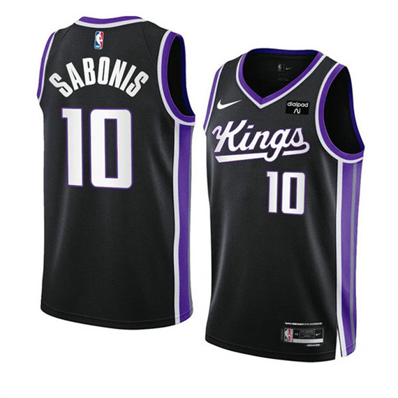 Men's Sacramento Kings #10 Domantas Sabonis Black 2023 24 Icon Edition Swingman Stitched Basketball Jersey