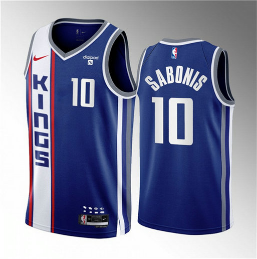 Men's Sacramento Kings #10 Domantas Sabonis Blue 2023 24 City Edition Stitched Basketball Jersey