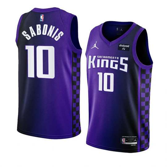 Men's Sacramento Kings #10 Domantas Sabonis Purple 2023 24 Statement Edition Swingman Stitched Basketball Jersey