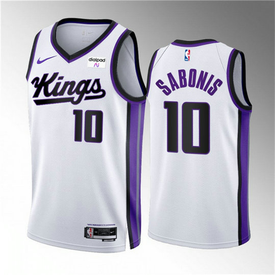 Men's Sacramento Kings #10 Domantas Sabonis White 2023 24 Association Edition Swingman Stitched Basketball Jersey