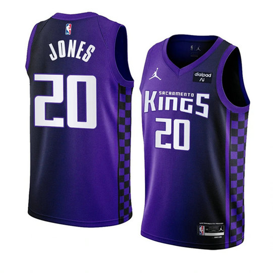 Men's Sacramento Kings #20 Colby Jones Purple 2023 24 Statement Edition Swingman Stitched Basketball Jersey